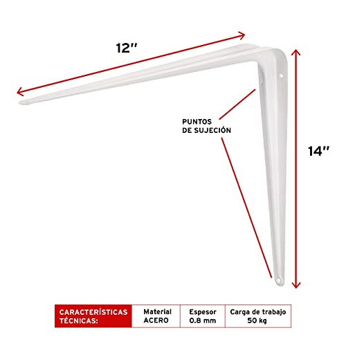 Steel Brackets, 12 X 14 ', White