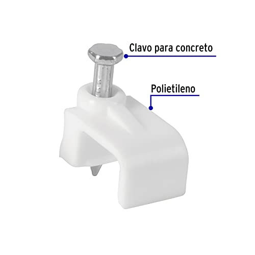 Cleat Flat Cable, 6 X 9.5 Mm, White, Bag 20 Pcs
