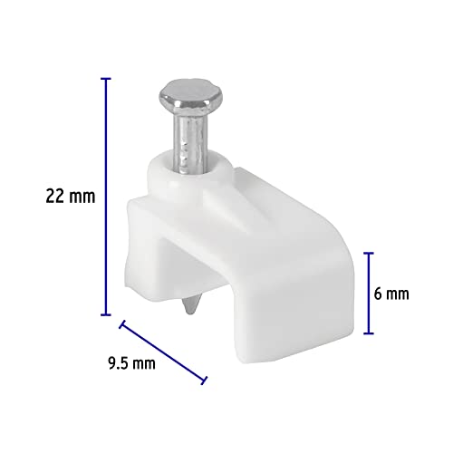 Cleat Flat Cable, 6 X 9.5 Mm, White, Bag 20 Pcs