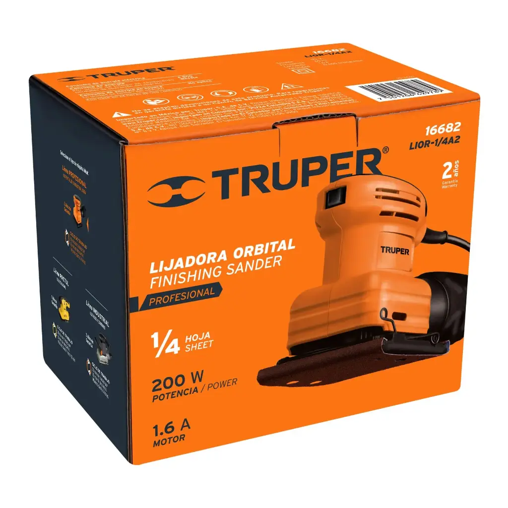 LIJADORA ORBITAL 200W 1/4H PROFESIONAL TRUPER 16682 