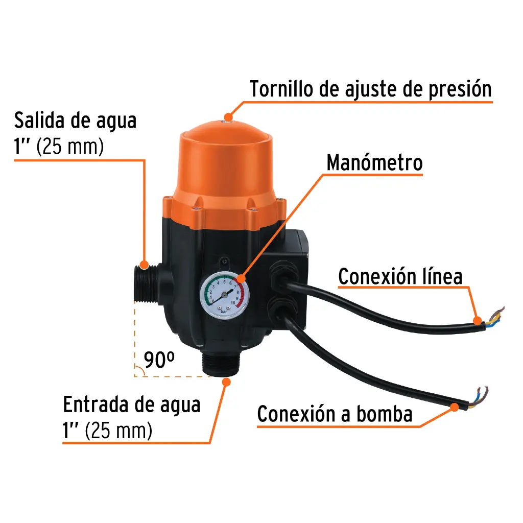 CONTROL AUTOMATICO PARA BOMBAS DE AGUA 90 GRADOS 102416
