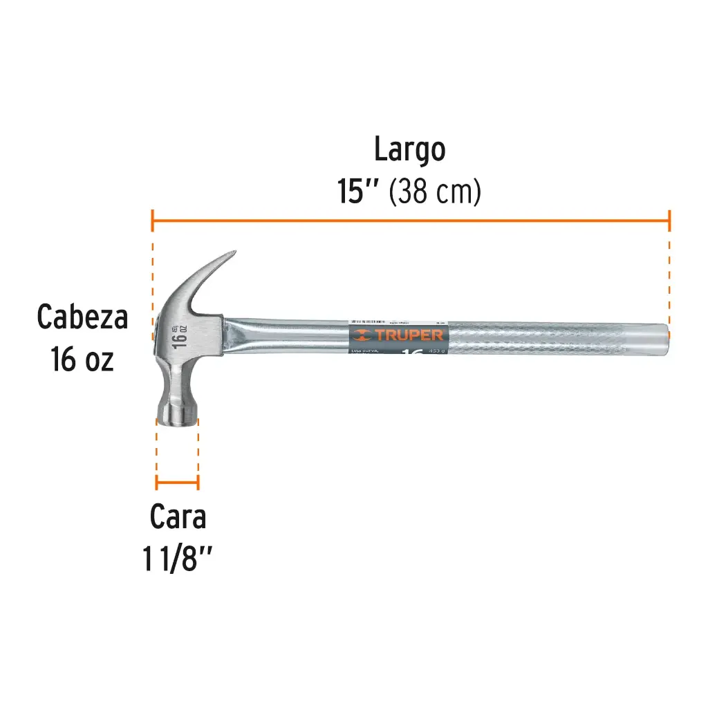 MARTILLO 16 OZ UÑA CURVA TUBU TRUPER 16701 MT-16