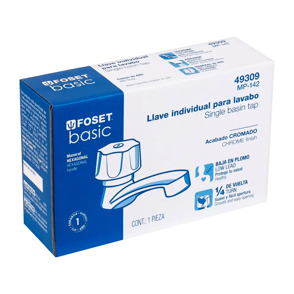 LLAVE IND LAVABO ABS 1PZ FOSET MP-142 49309