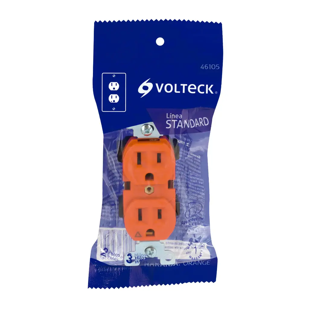 CONTACTO DUPLEX STD NARANJA VOLTECK 46105
