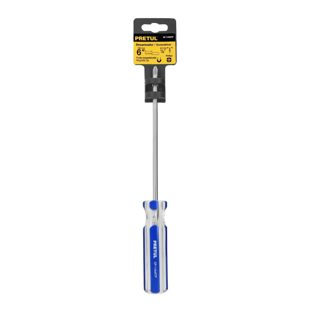DESARMADOR CRUZ 1/4 X 6 PVC PRETUL 21477