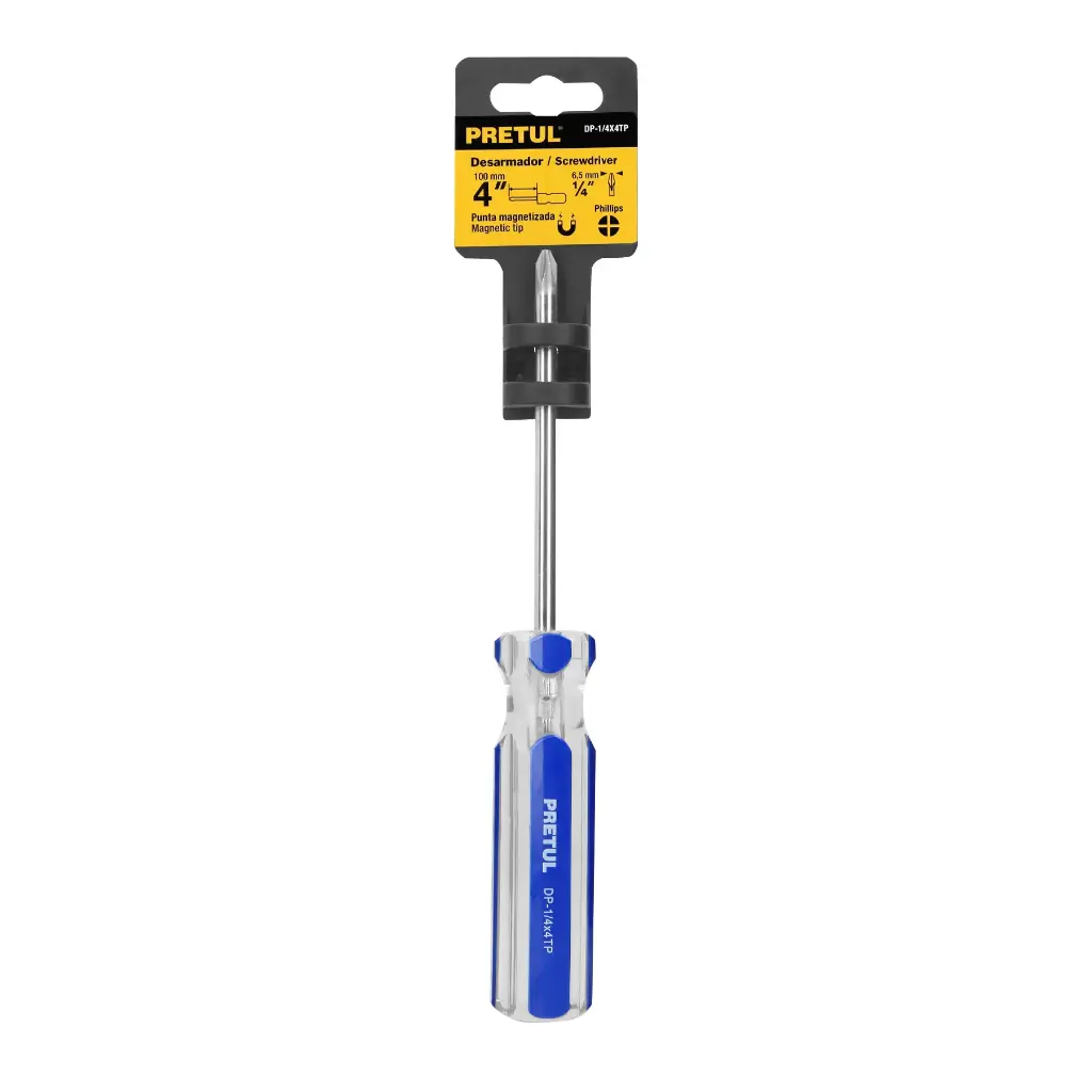 DESARMADOR CRUZ 1/4 X 4 PRETUL PVC 21474 DP-1/4X4TP