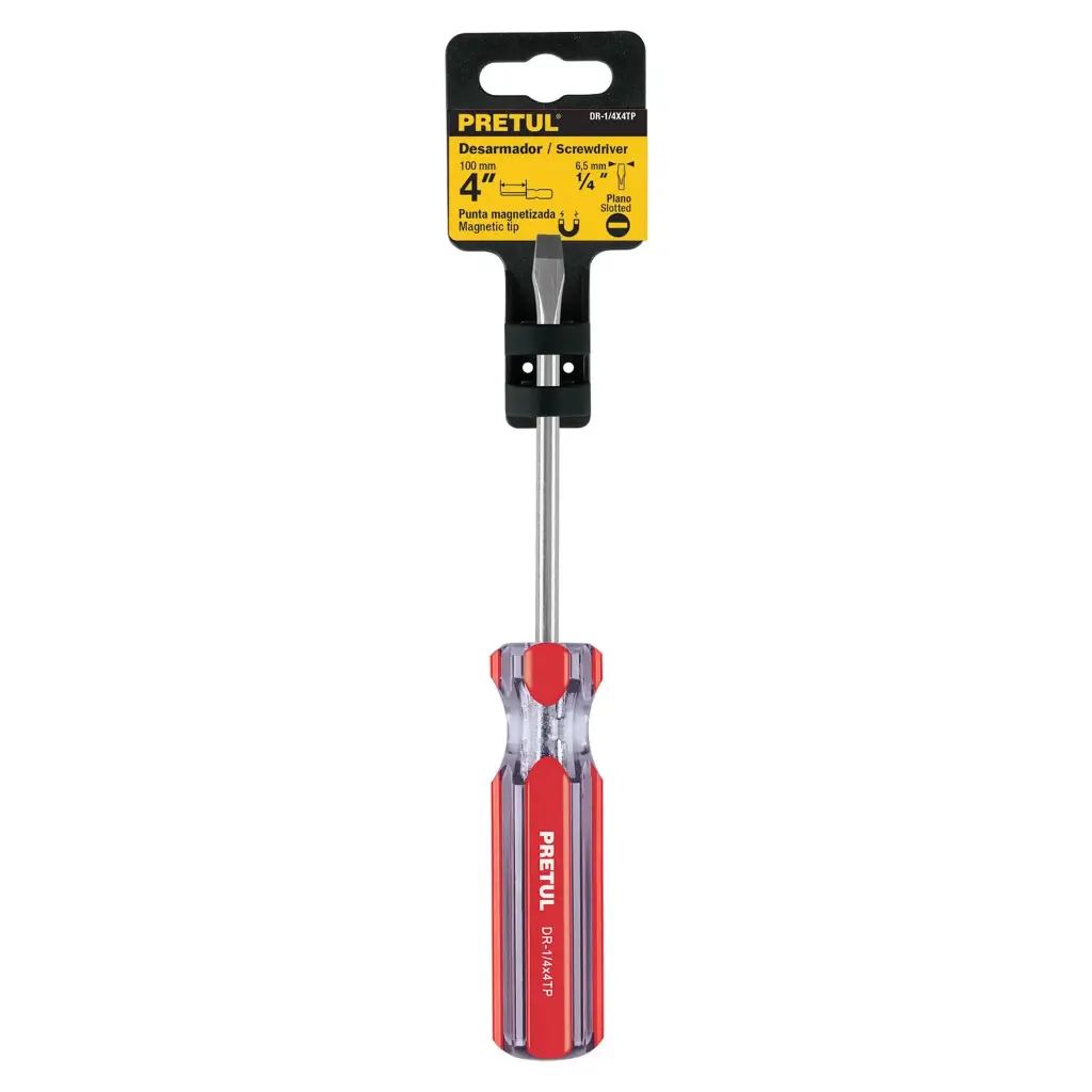 DESARMADOR PLANO 1/4 X 4 PVC PRETUL DR-1/4X4TP 21459