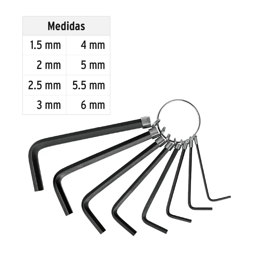 JUEGO DE LLAVES ALLEN MILIMETRICO 8PZ PRETUL ALL-P8M 21851