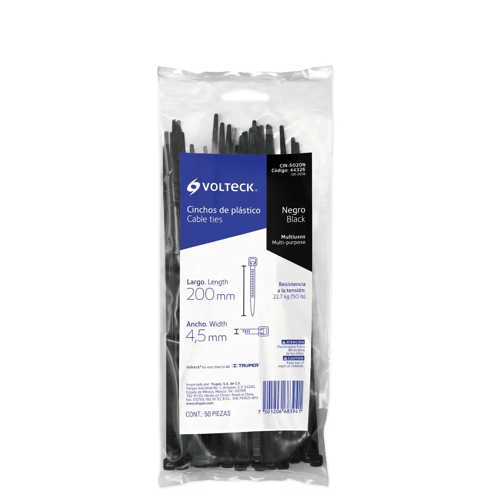 CINCHO 200 X 4.5 NEGRO VOLTECK 44326 CIN-5020N