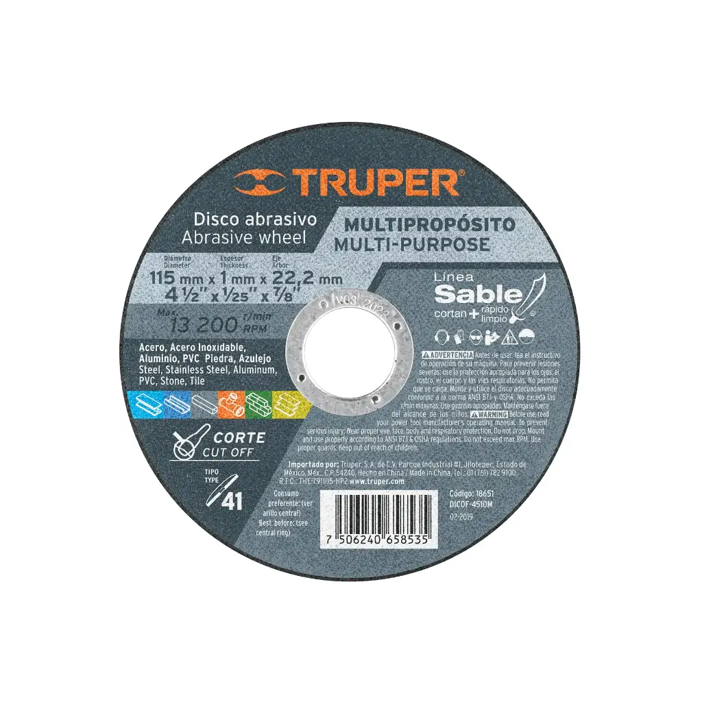 DISCO SABLE 4.5 MULTIUSO TRUPER 18651 DICOF-4510M 