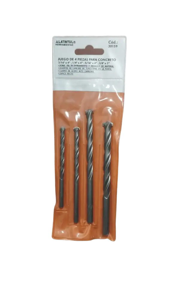 JUEGO DE BROCAS PARA CONCRETO LATINTUL 4 PZS 3/16 ,1/4 , 5/16 , 3/18  30159