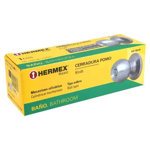 CERRADURA BAÑO CROMO POMO CIL HERMEX 23568 BAL-CM-BP
