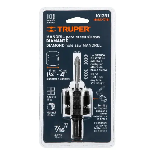 MANDRIL BROCASIERRA DIAMANTE ROSCA 7/16 TRUPER 101391