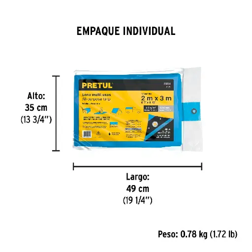 LONA 2X3 AZUL PRETUL 23731 LP-23