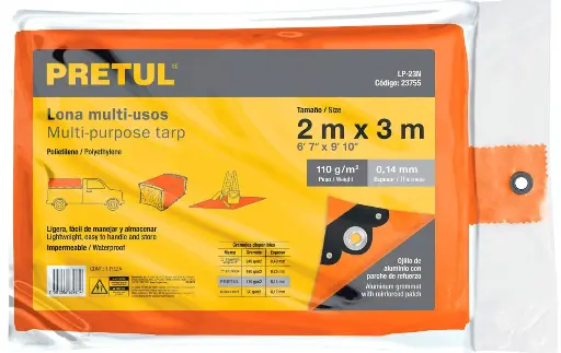 LONA 2X3 NARANJA PRETUL 23755 LP-23N
