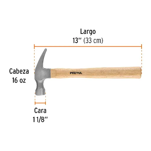 MARTILLO 16 OZ RECTA PRETUL 25001 MAR-16P