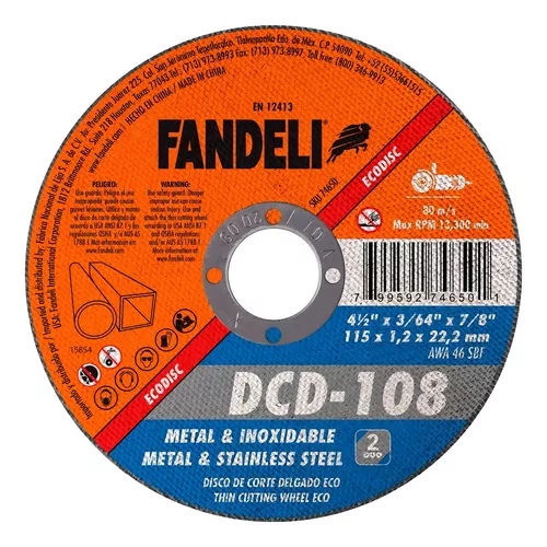 DISCO METAL 4.5 INOX FANDELI DCD-108