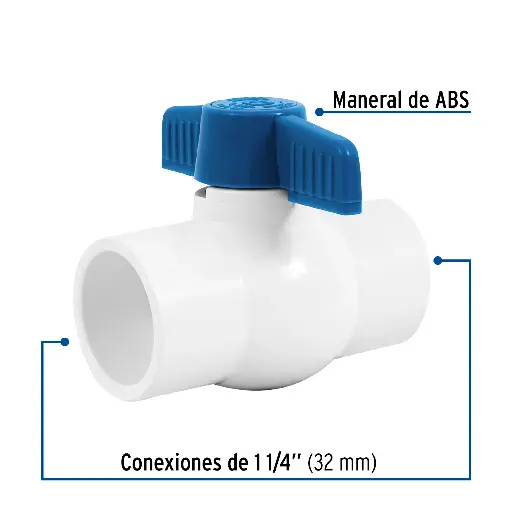 PVC VALVULA ESFERA 1-1/4 CEMENTAR AZUL/ROJA FOSET 49159