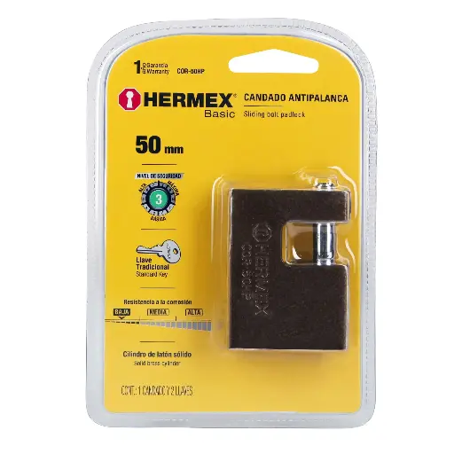 CANDADO 50MM CORTINA HERMEX 22515 COR-50HP