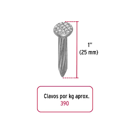 CLAVO CONCRETO 1PULG FIERO CLC-1G 44121 1 KG
