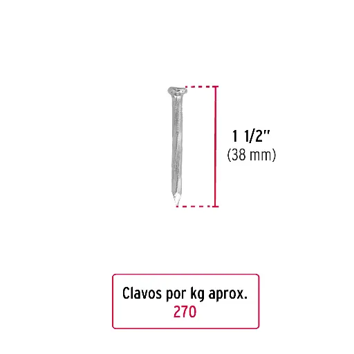 CLAVO CONCRETO 1-1/2 FIERO CLC-1-1/2G 44122 1KG