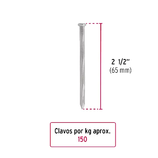 CLAVO CONCRETO 2-1/2PULG 44124 44833 1KG