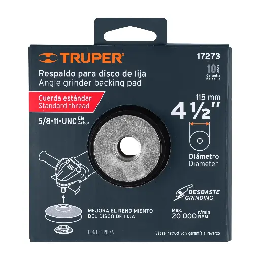 RESPALDO DISCO LIJA 4.5 EJE 5/8 TRUPER 17273