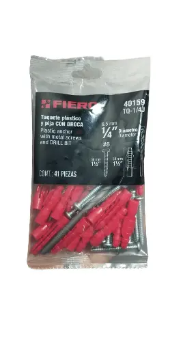 KIT TAQUETE PLAST 1/4 PIJA/BROCA FIERO 40159 TQ-1/4J