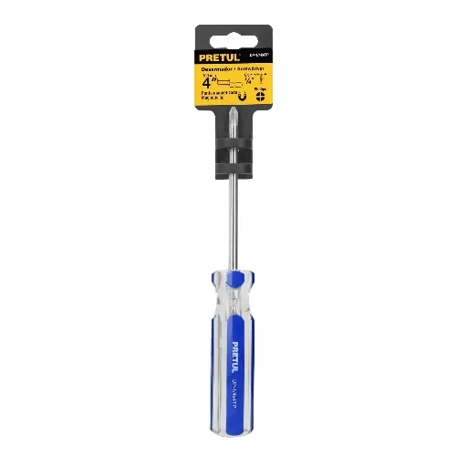 DESARMADOR CRUZ 1/4 X 4 PRETUL PVC 21474 DP-1/4X4TP