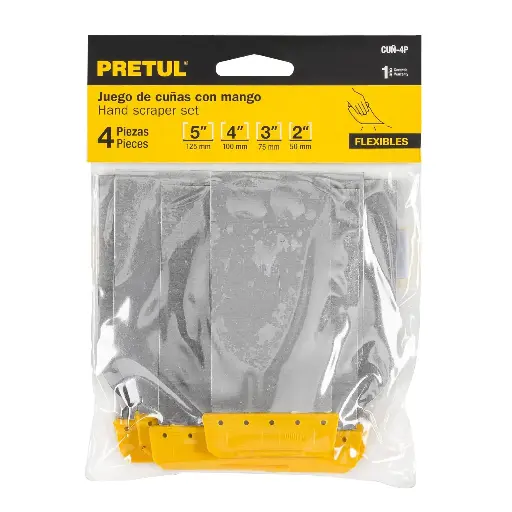 CUÑA METAL MANGO 4PZ PRETUL 24200 CUÑ-4P