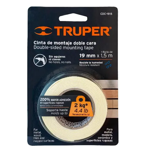 CINTA DOBLE CARA 3/4 1.5M TRUPER 11724