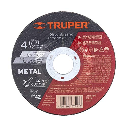 DISCO ABRASIVO METAL 4.5 TRUPER 11549 
