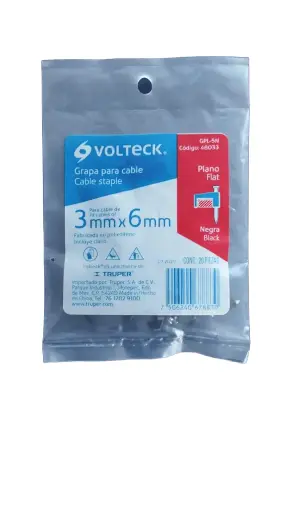 GRAPA 3MM X 6MM NEGRAS CUADRADAS 20PZ VOLTECK 48033 