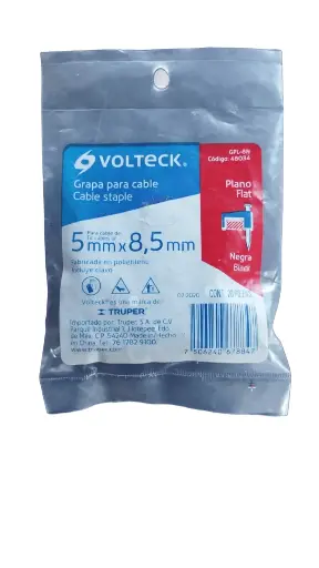 GRAPA 5MM X 8.5MM NEGRA CUADRADA VOLTECK 48034 