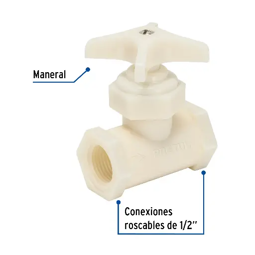 VALVULA GLOBO DE ABS ROSCABLE PRETUL 20665