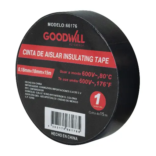 CINTA AISLANTE NEGRA 5M GOODWILL 66214